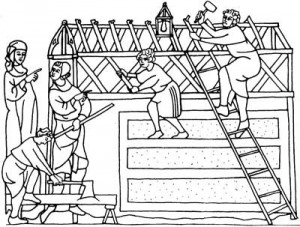 Construyendo una iglesia en el siglo XIV. (Jensenius, 2000)
