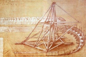 Boceto de grúa ideada por Leonardo da Vinci