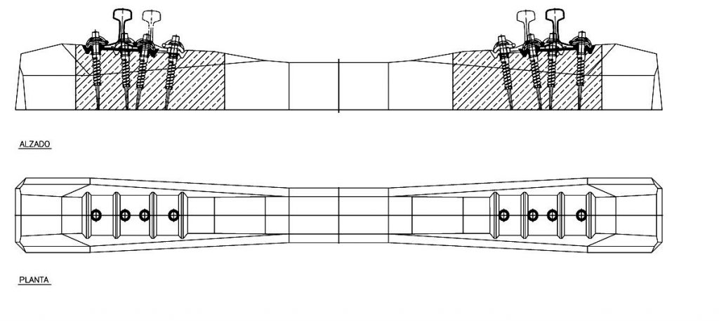 Trazado esquemático de las traviesas polivalentes. ADIF. Fuente: http://www.adif.es/